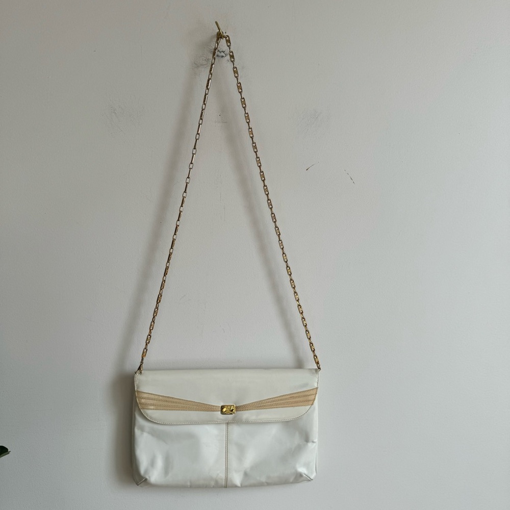 Celine Paris Gold Blason Chain Vintage Authentic White Cream Shoulder Bag Rare - Picture 11 of 16